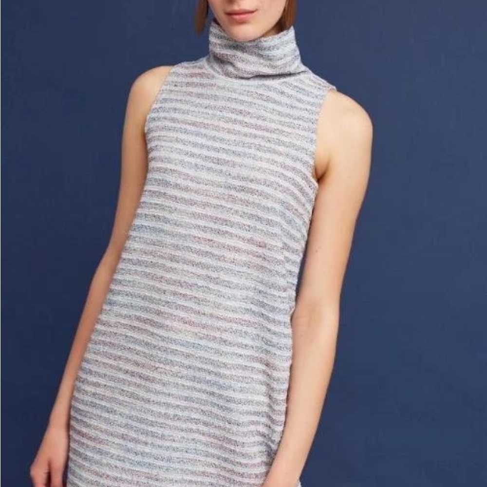 Anthropologie Akemi + Kin Mock Turtleneck Tunic Midi Dress‎ in Pastel Stripes
